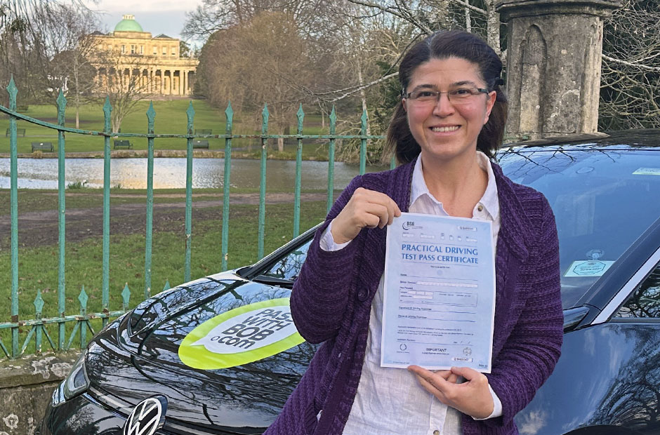 Naz Dincer with her Driving Test Pass Certificate